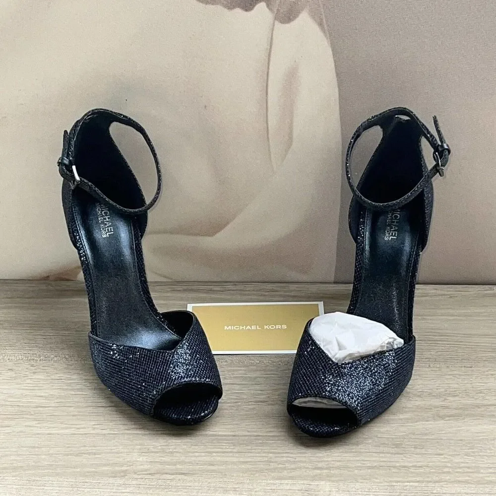 Michael Kors Cambria women's pumps,open toe, sling-Back, Glitter Heels size 9.5